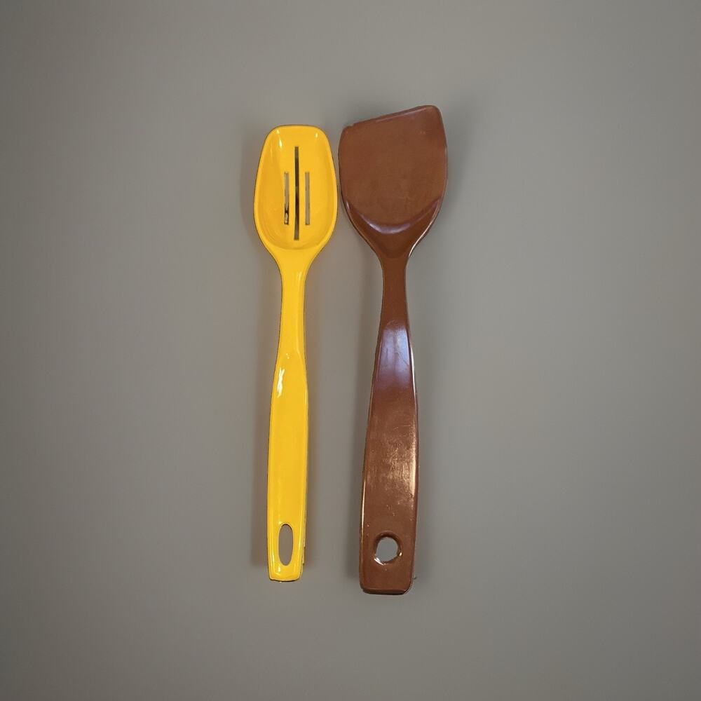 Vntg Machi Melamine Brown Turner Flipper Spatula Foley Slotted Spoon Utensil Lot